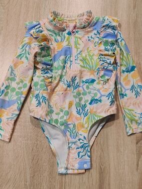 Tommy Bahama Girls Pastel Under The Sea Long Sleeve Swimsuit Size 2T